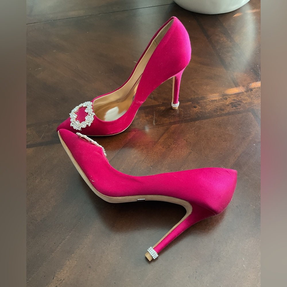 Badgley Mischka Fuchsia Heels with Crystal Embellishment